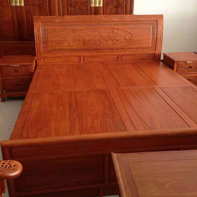 【百木奇譚】紅木古典家具廠家 非洲黃花梨木刺猬紫檀富貴大床 實木