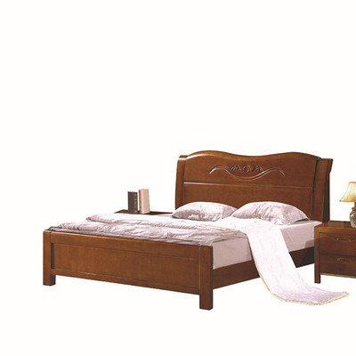 簡約現代全實木床 簡約現代臥室家具進口橡木實木床 實木床高箱