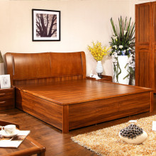 里外 中式現代實木床 兒童床 1.2*1.9米 單人床 6116 實木加優質板材 胡桃色 - 京東觸屏版